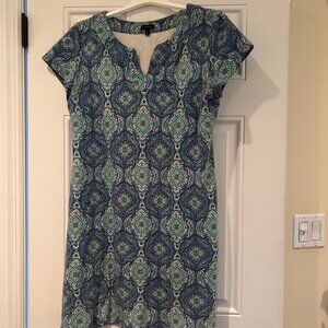 Talbots Blue-Green Summer Shift Dress / Size Large